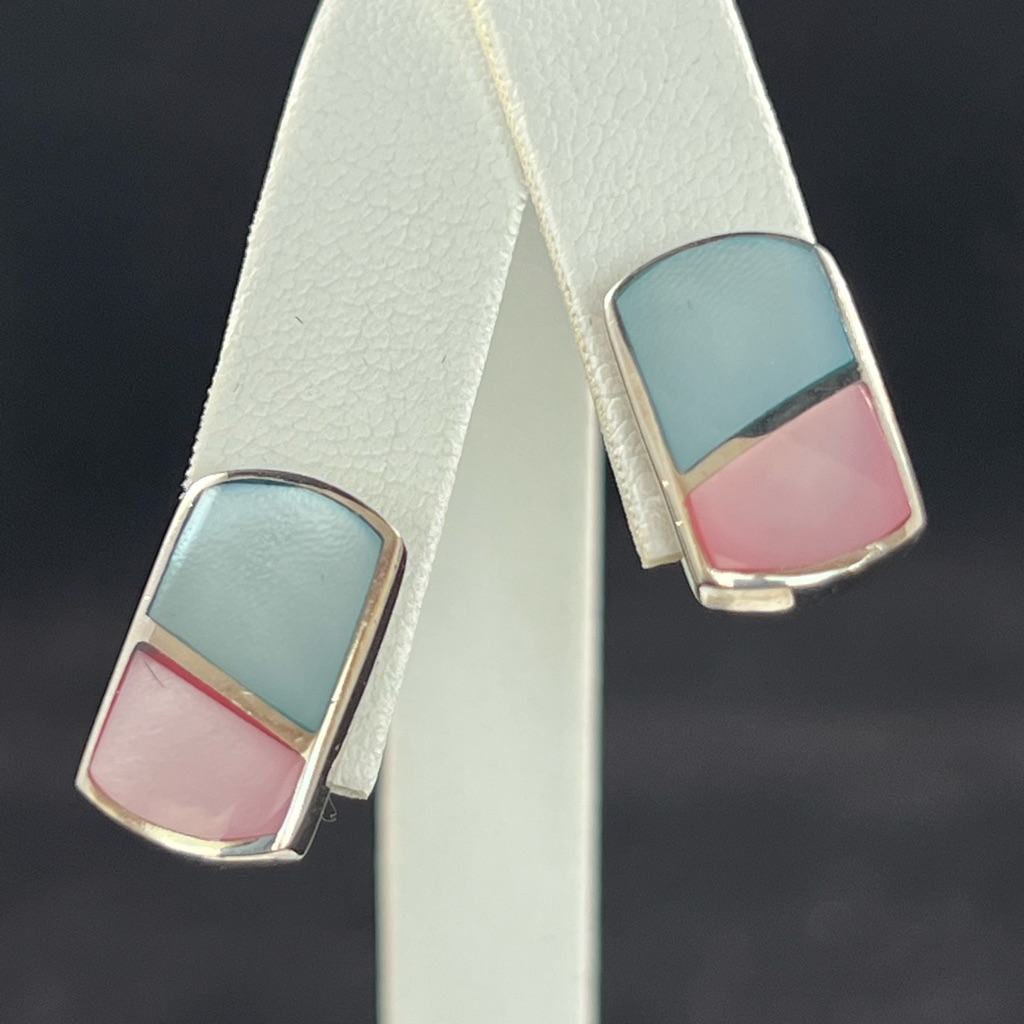 Pastel Motherofpearl Inlay Sterling Silver Earrings